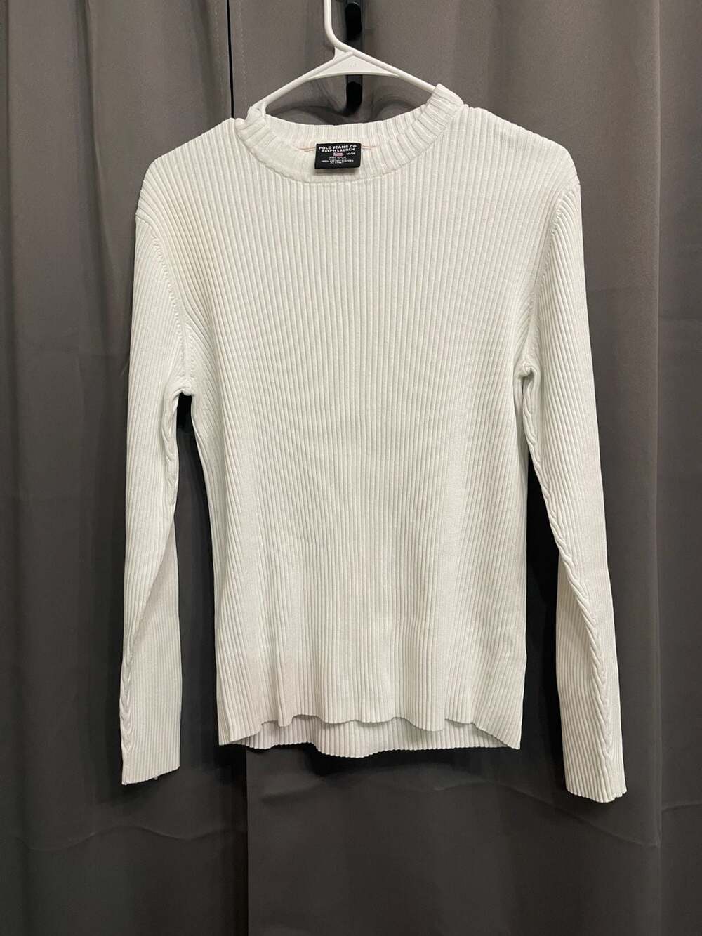 Polo Jeans Co. Ralph Lauren White Ribbed Long Sleeve Crewneck Sweater